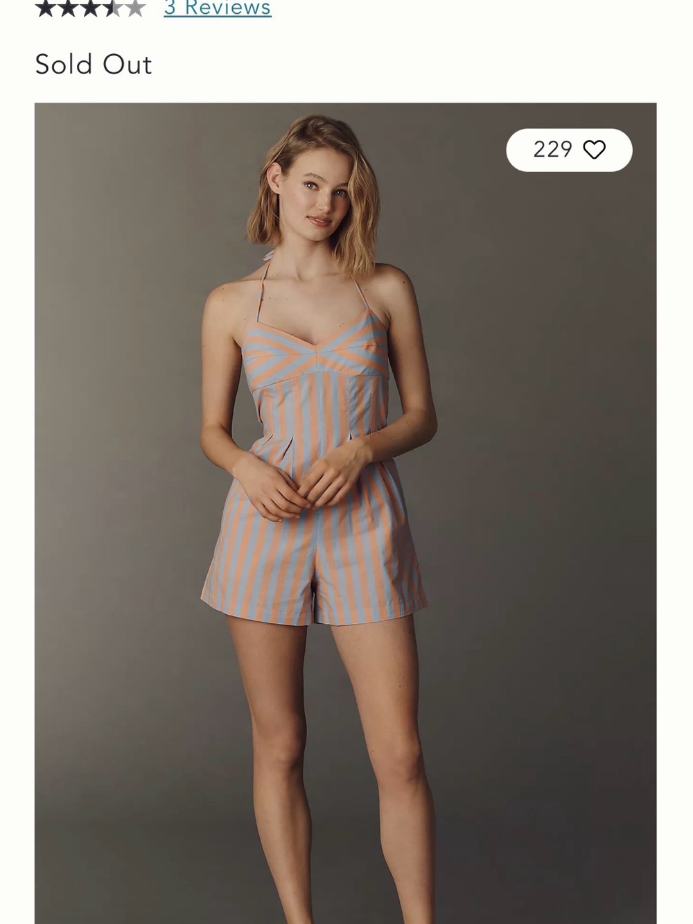 Anthropologie Saylor Striped Peach & Light Blue Halter Romper
